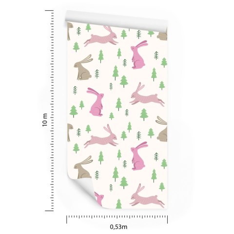 Tapeta Dla Dzieci - Piękne Zające Flizelina 53x1000 TR-1561-VER-53