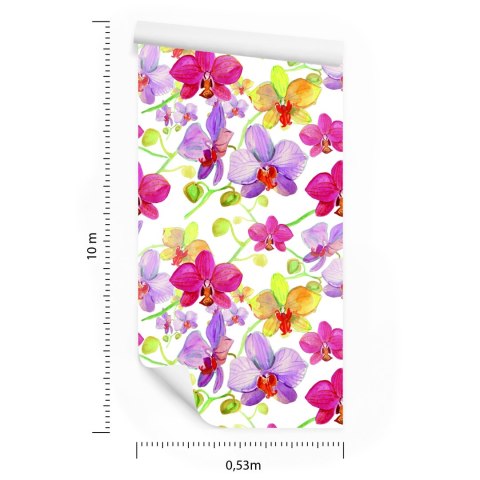 Tapeta Do Salonu Storczyki Kwiaty Przyroda Natura Flizelina 53x1000 TR-3453-VER-53