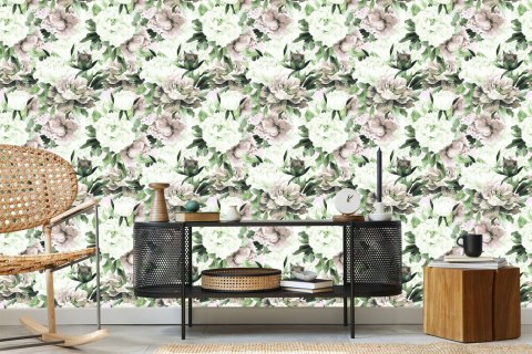 Tapeta Do Sypialni Kwiaty Akwarela Natura Liście Flizelina 53x1000 TR-2639-VER-53