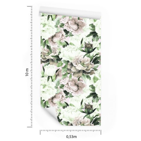Tapeta Do Sypialni Kwiaty Akwarela Natura Liście Flizelina 53x1000 TR-2639-VER-53