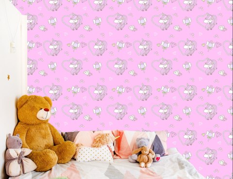 Tapeta Jednorożec Z Serduszkiem Flizelina 53x1000 TR-4588-VER-53