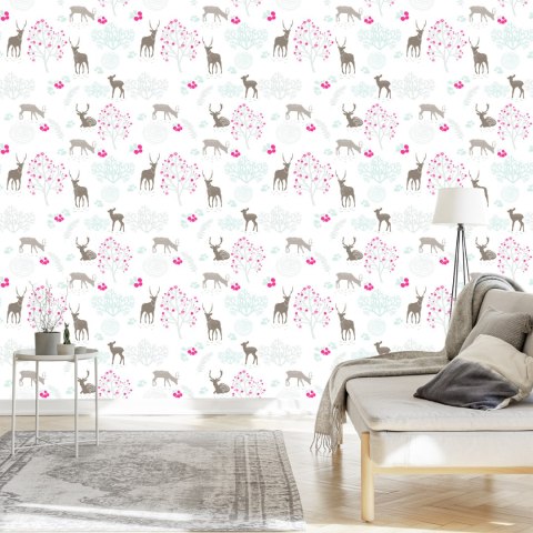 Tapeta Dla Dzieci - Jelenie, Sarny, Drzewa Flizelina 53x1000 TR-1546-VER-53