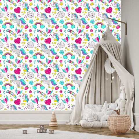 Tapeta Dla Dzieci - Magiczne Kolorowe Jednorożce Flizelina 53x1000 TR-2258-VER-53
