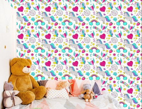 Tapeta Dla Dzieci - Magiczne Kolorowe Jednorożce Flizelina 53x1000 TR-2258-VER-53