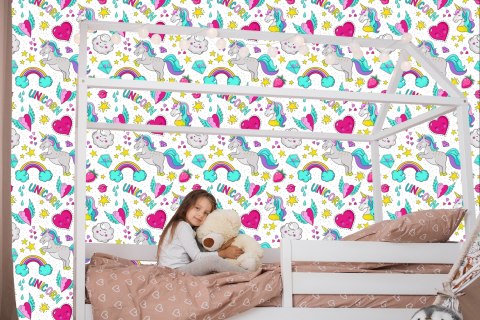 Tapeta Dla Dzieci - Magiczne Kolorowe Jednorożce Flizelina 53x1000 TR-2258-VER-53