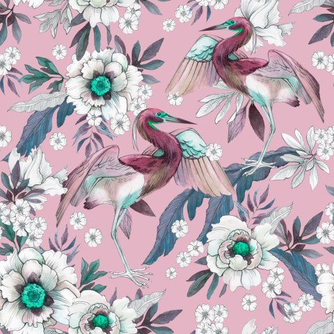Tapeta - Kolorowe Ptaki I Kwiaty Flizelina 53x1000 TR-2184-VER-53
