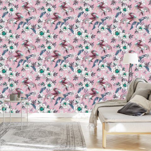 Tapeta - Kolorowe Ptaki I Kwiaty Flizelina 53x1000 TR-2184-VER-53