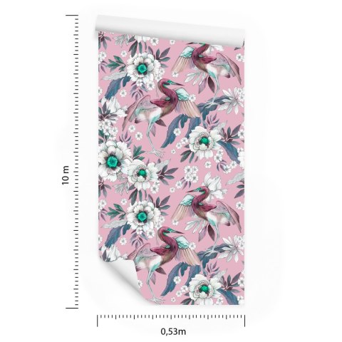 Tapeta - Kolorowe Ptaki I Kwiaty Flizelina 53x1000 TR-2184-VER-53