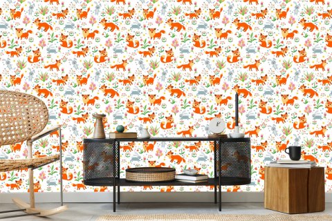 Tapeta Dla Dzieci - Lisy I Zajączki Flizelina 53x1000 TR-2030-VER-53