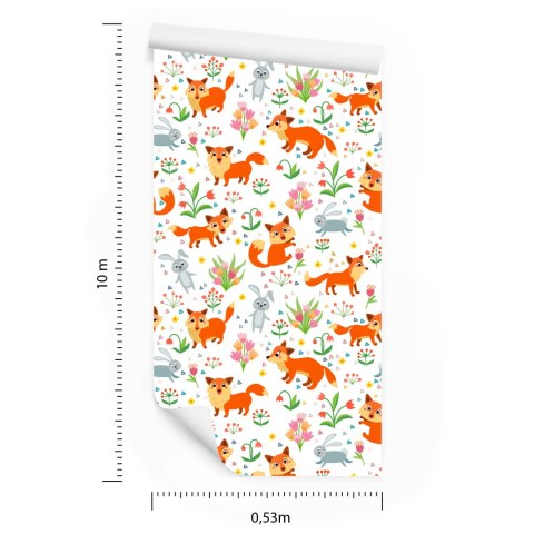 Tapeta Dla Dzieci - Lisy I Zajączki Flizelina 53x1000 TR-2030-VER-53