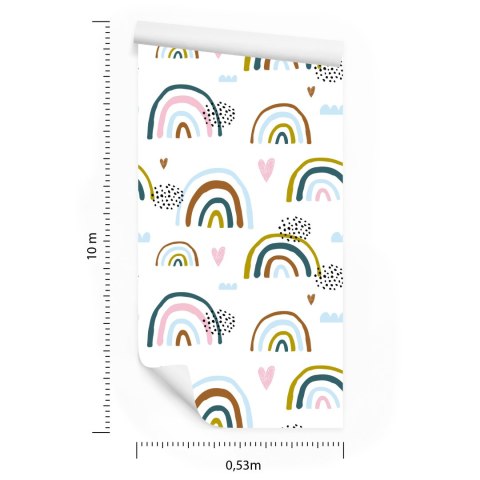 Tapeta Dla Dzieci - Serduszka I Tęcza Flizelina 53x1000 TR-890-VER-53
