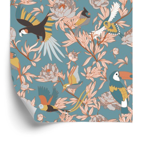 Tapeta Liście, Kwiaty I Egzotyczne Ptaki Flizelina 53x1000 TR-841-VER-53