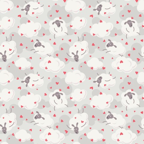 Tapeta Owce Z Sercami W Tle Flizelina 53x1000 TR-2686-VER-53