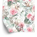 Tapeta Róże I Liście Eukaliptusa Malowane Akwarelą Flizelina 53x1000 TR-907-VER-53