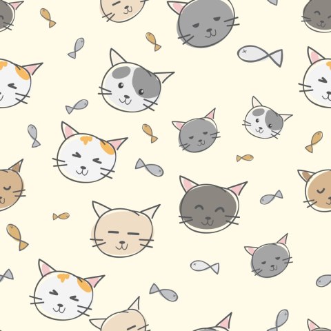 Tapeta Dla Dzieci - Kotki I Rybki Flizelina 53x1000 TR-1595-VER-53