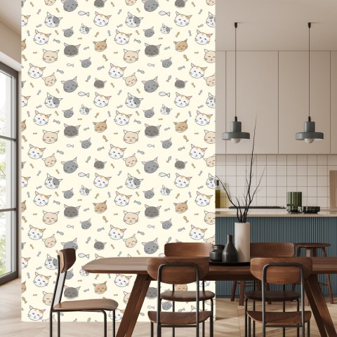 Tapeta Dla Dzieci - Kotki I Rybki Flizelina 53x1000 TR-1595-VER-53