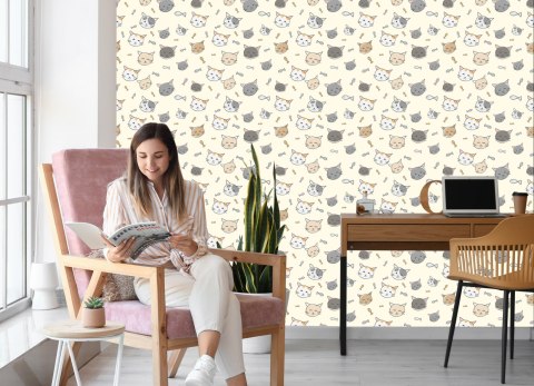 Tapeta Dla Dzieci - Kotki I Rybki Flizelina 53x1000 TR-1595-VER-53