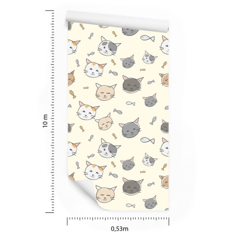 Tapeta Dla Dzieci - Kotki I Rybki Flizelina 53x1000 TR-1595-VER-53