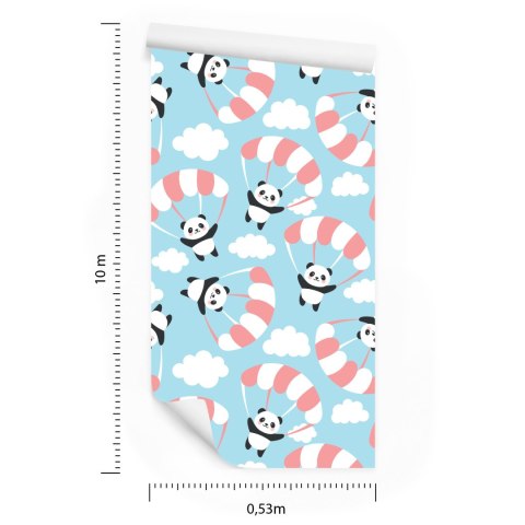 Tapeta Dla Dzieci - Latająca Panda Wśród Chmur Flizelina 53x1000 TR-720-VER-53