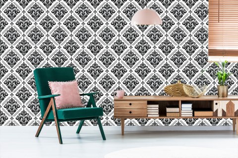 Tapeta Klasyczne Czarno-Białe Ornamenty Flizelina 53x1000 TR-119-VER-53