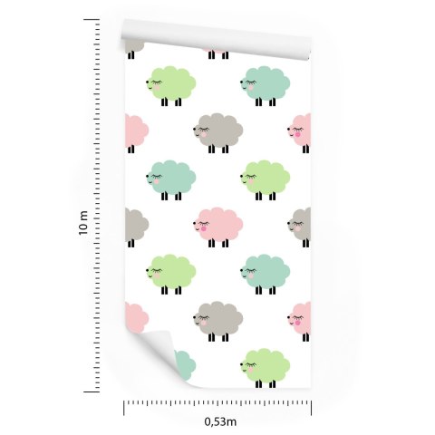 Tapeta Kolorowe Owieczki Flizelina 53x1000 TR-2841-VER-53