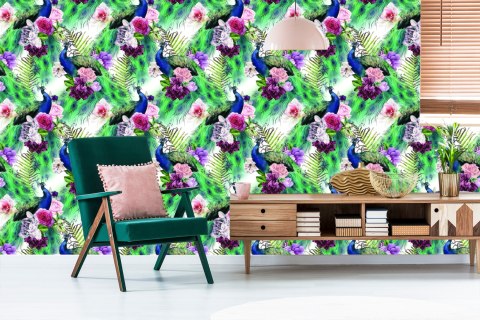 Tapeta Pawie W Piwoniach Flizelina 53x1000 TR-2356-VER-53