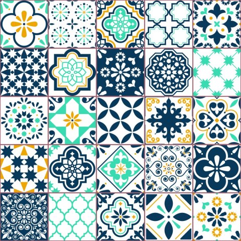 Tapeta Śródziemnomorska Turkusowa Mozaika Flizelina 53x1000 TR-353-VER-53