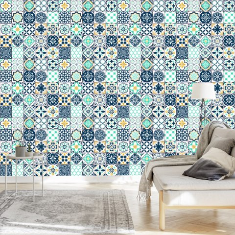 Tapeta Śródziemnomorska Turkusowa Mozaika Flizelina 53x1000 TR-353-VER-53