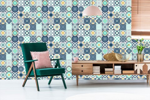 Tapeta Śródziemnomorska Turkusowa Mozaika Flizelina 53x1000 TR-353-VER-53