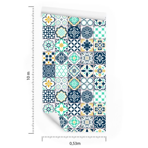 Tapeta Śródziemnomorska Turkusowa Mozaika Flizelina 53x1000 TR-353-VER-53