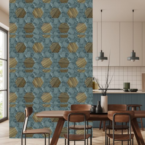 Tapeta Wzór Beton Drewno 3D Flizelina 53x1000 TR-1718-VER-53