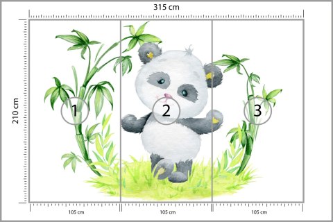 Fototapeta Panda I Bambus Flizelina Zmywalna 315x210 FT-2380-VEML315-210