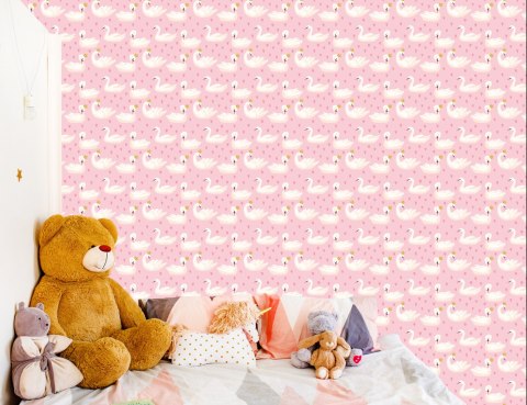 Tapeta Bajkowa Zwierzęta Łabędzie, Pokój Dziecięcy Flizelina 53x1000 TR-1791-VER-53