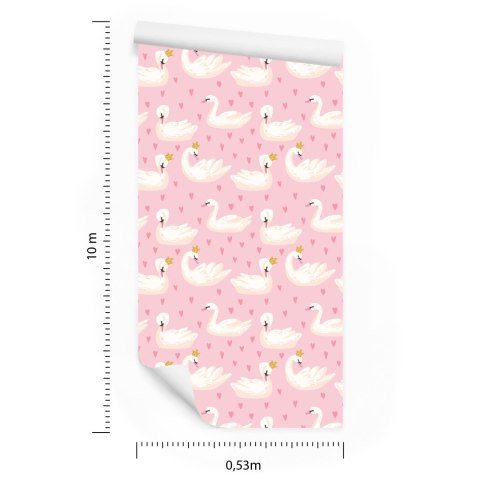 Tapeta Bajkowa Zwierzęta Łabędzie, Pokój Dziecięcy Flizelina 53x1000 TR-1791-VER-53