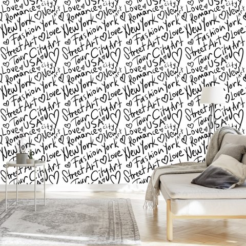 Tapeta Czarno-Biała Typografia Nowy Jork Flizelina 53x1000 TR-3933-VER-53