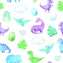 Tapeta Dla Chłopca Dinozaury Liście Chmury Flizelina 53x1000 TR-2189-VER-53