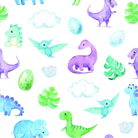 Tapeta Dla Chłopca Dinozaury Liście Chmury Flizelina 53x1000 TR-2189-VER-53