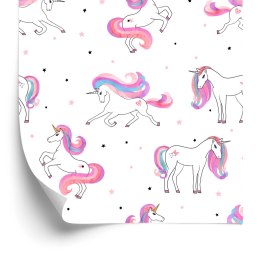 Tapeta Dla Dzieci - Kolorowe Jednorożce Na Tle Gwiazdek Flizelina 53x1000 TR-3251-VER-53