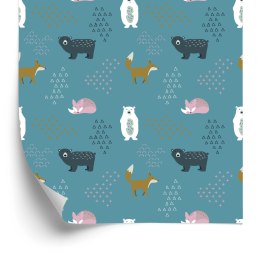 Tapeta Dla Dzieci - Niedźwiedzie I Lisy W Pastelowych Kolorach Flizelina 53x1000 TR-559-VER-53