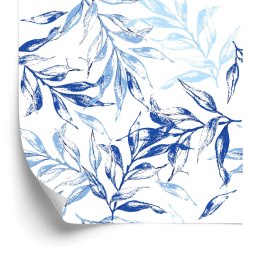 Tapeta Do Salonu Delikatne Niebieskie Liście Dekor Flizelina 53x1000 TR-3282-VER-53