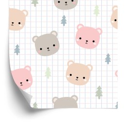 Tapeta Misie Z Kratką W Tle Flizelina 53x1000 TR-2328-VER-53