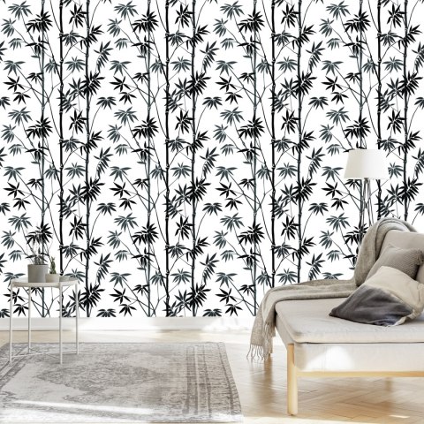 Tapeta Czarno-Biały Las Bambusowy Flizelina 53x1000 TR-3698-VER-53