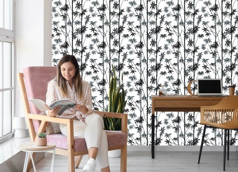 Tapeta Czarno-Biały Las Bambusowy Flizelina 53x1000 TR-3698-VER-53