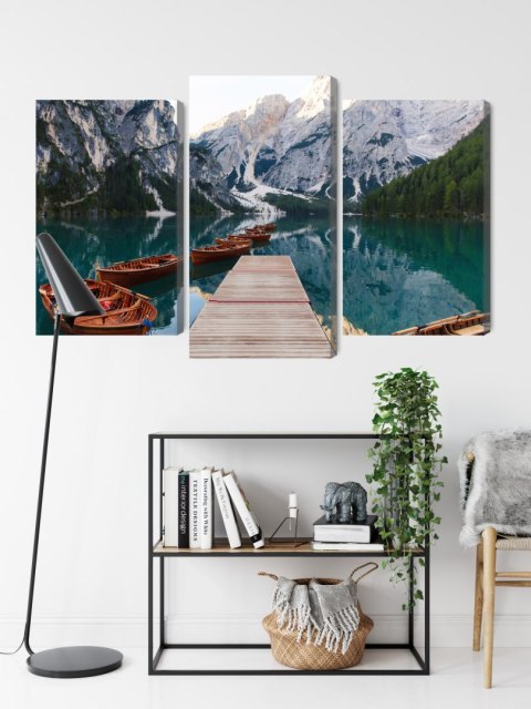 Obraz Wieloczęściowy Jezioro Braies We Włoszech Canvas 120x80 LBS-2411-C120-80_1X40-80_2X40-60