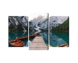 Obraz Wieloczęściowy Jezioro Braies We Włoszech Canvas Naturalny 90x60 LBS-2411-NC90-60_1X30-60_2X30-45