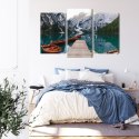 Obraz Wieloczęściowy Jezioro Braies We Włoszech Canvas Naturalny 90x60 LBS-2411-NC90-60_1X30-60_2X30-45