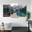 Obraz Wieloczęściowy Jezioro Braies We Włoszech Canvas Naturalny 90x60 LBS-2411-NC90-60_1X30-60_2X30-45