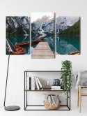 Obraz Wieloczęściowy Jezioro Braies We Włoszech Canvas Naturalny 90x60 LBS-2411-NC90-60_1X30-60_2X30-45