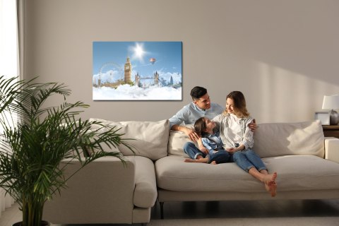 Obraz Na Płótnie Londyn W Chmurach Canvas Naturalny 120x80 LB-1280-NC120-80