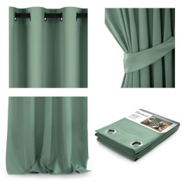 Zasłona BLACKOUT  miętowy  przelotki srebrne blackout 140x270 ameliahome - CURT/AH/BLACKOUT/EYELETS/MINT/140X